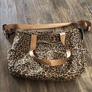 Leopard Print Shoulder Bag with Tan Straps
